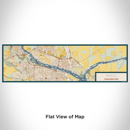 Flat View of Map Custom Pasco Washington Map Enamel Mug in Woodblock