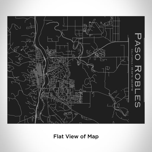 Rendered View of Paso Robles California Map Engraving on 20oz Stainless Steel Insulated Bottle with Bamboo Top in Black