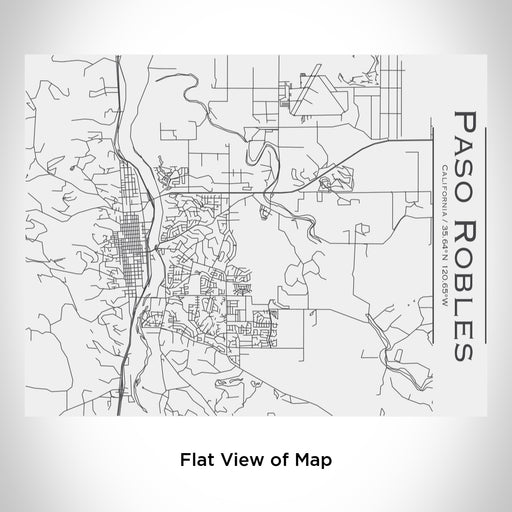 Rendered View of Paso Robles California Map Engraving on 20oz Stainless Steel Insulated Bottle with Bamboo Top in White