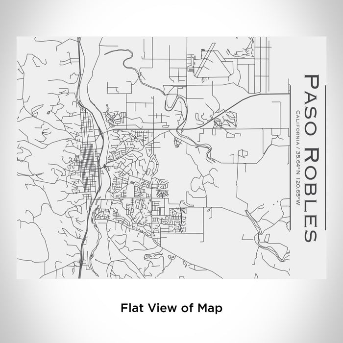 Rendered View of Paso Robles California Map Engraving on 20oz Stainless Steel Insulated Bottle with Bamboo Top in White