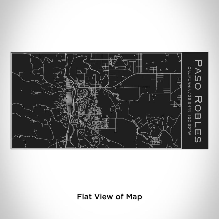 Rendered View of Paso Robles California Map Engraving on 17oz Stainless Steel Insulated Cola Bottle in Black
