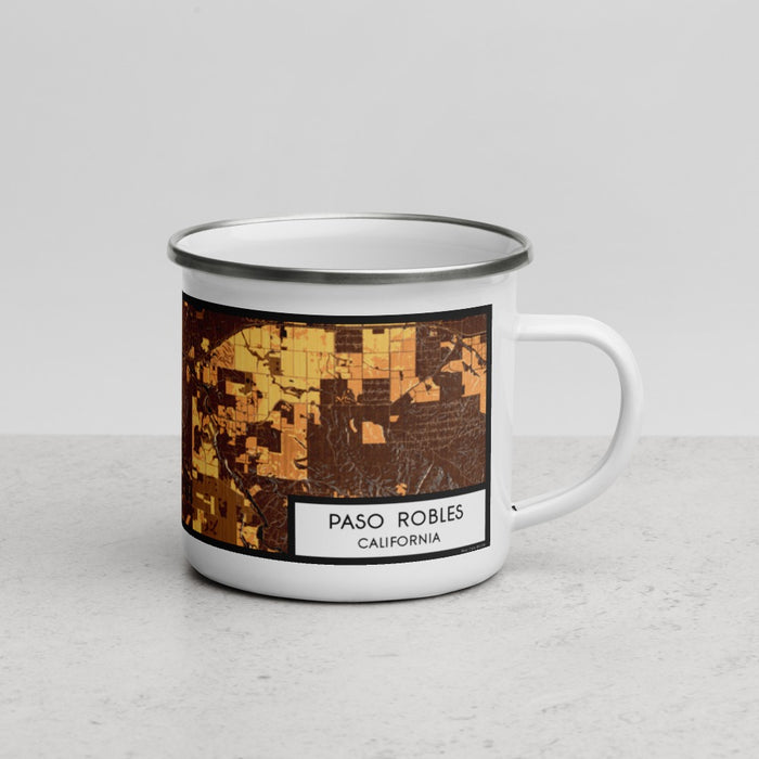 Right View Custom Paso Robles California Map Enamel Mug in Ember