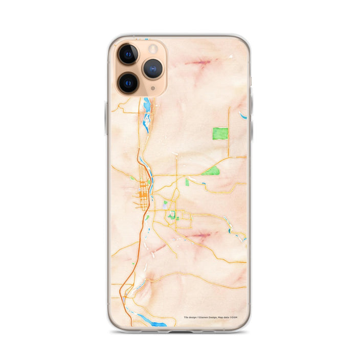 Custom iPhone 11 Pro Max Paso Robles California Map Phone Case in Watercolor