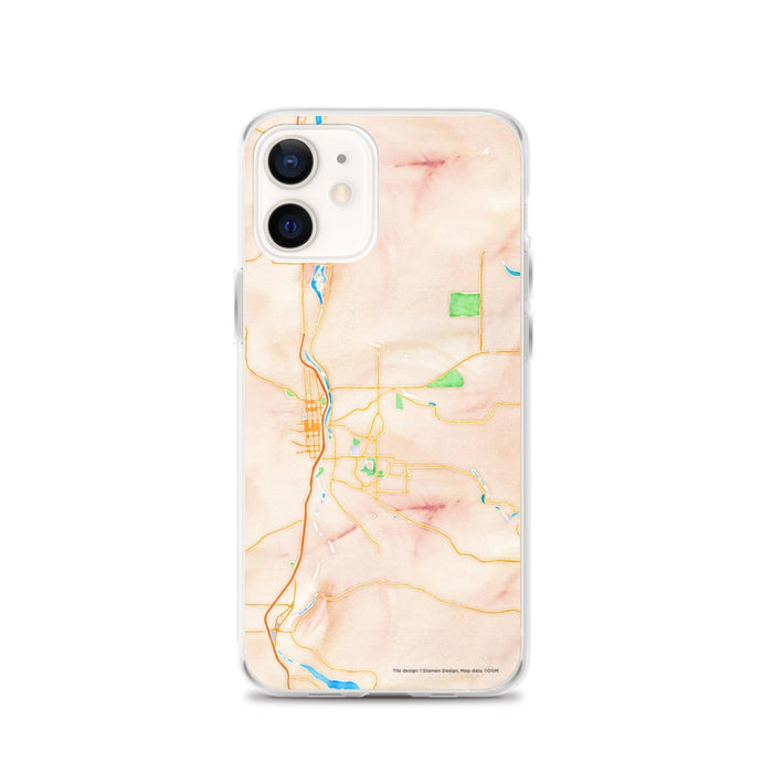 Custom iPhone 12 Paso Robles California Map Phone Case in Watercolor