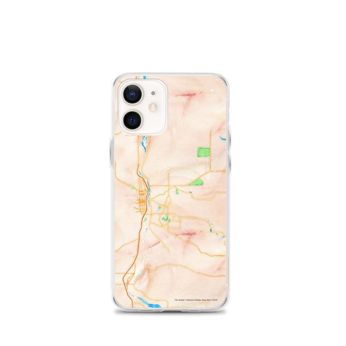 Custom iPhone 12 mini Paso Robles California Map Phone Case in Watercolor
