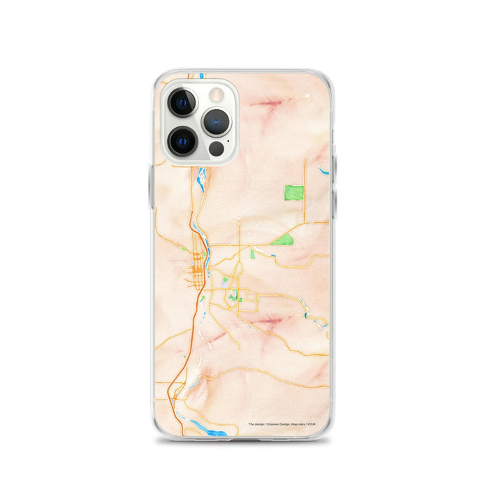 Custom iPhone 12 Pro Paso Robles California Map Phone Case in Watercolor