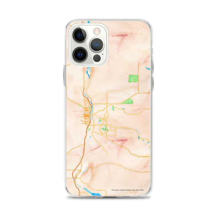 Custom iPhone 12 Pro Max Paso Robles California Map Phone Case in Watercolor