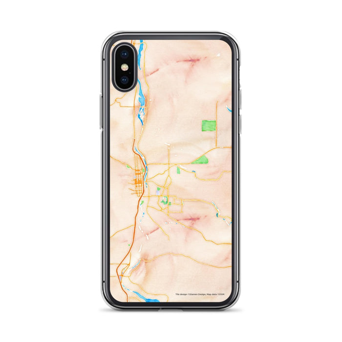 Custom iPhone X/XS Paso Robles California Map Phone Case in Watercolor