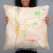 Person holding 22x22 Custom Paso Robles California Map Throw Pillow in Watercolor