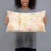 Person holding 20x12 Custom Paso Robles California Map Throw Pillow in Watercolor