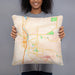 Person holding 18x18 Custom Paso Robles California Map Throw Pillow in Watercolor