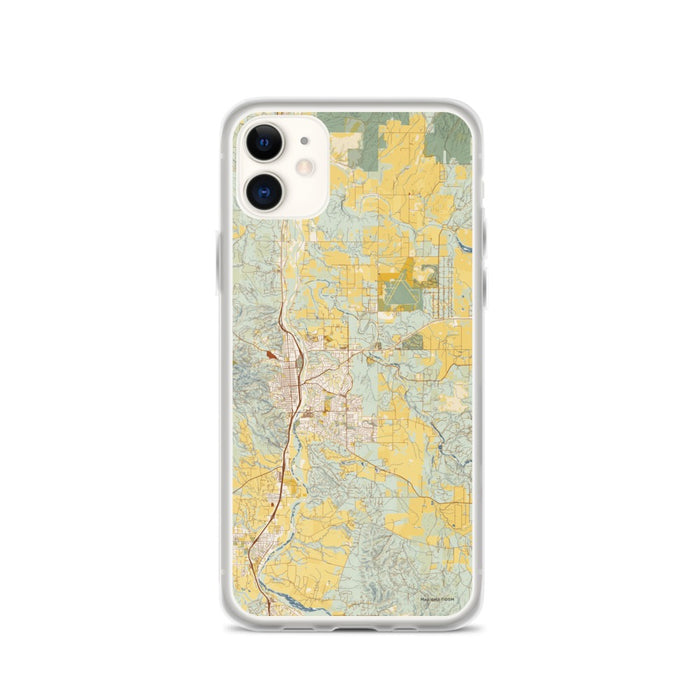 Custom iPhone 11 Paso Robles California Map Phone Case in Woodblock