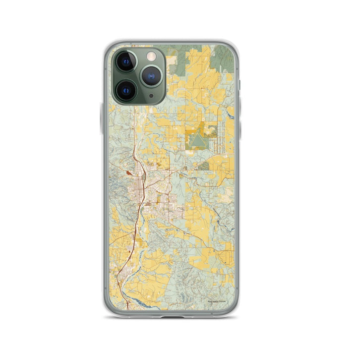 Custom iPhone 11 Pro Paso Robles California Map Phone Case in Woodblock