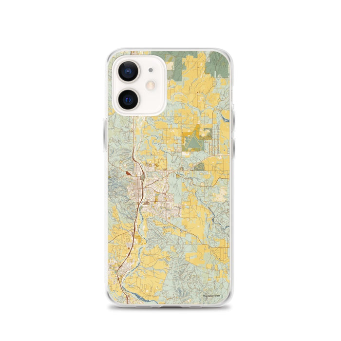 Custom iPhone 12 Paso Robles California Map Phone Case in Woodblock
