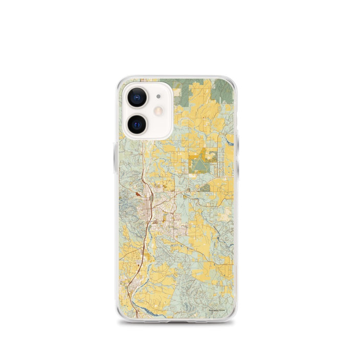 Custom iPhone 12 mini Paso Robles California Map Phone Case in Woodblock