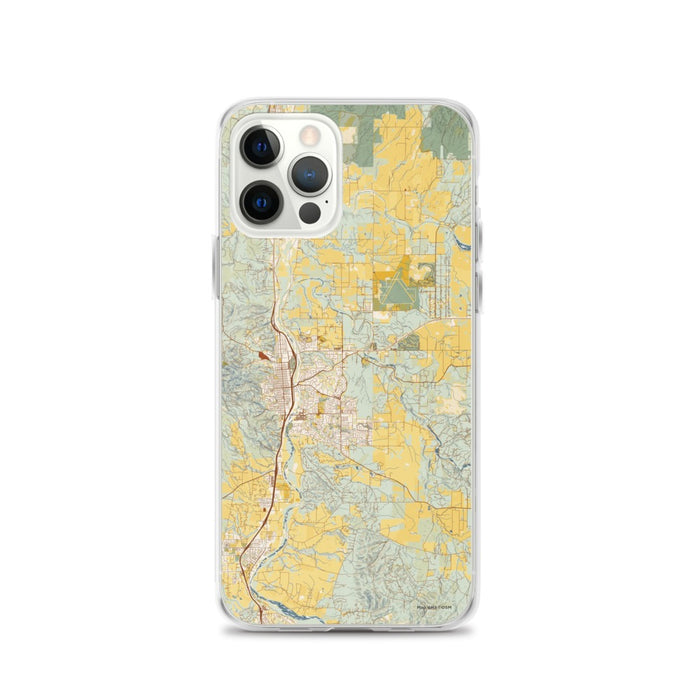 Custom iPhone 12 Pro Paso Robles California Map Phone Case in Woodblock