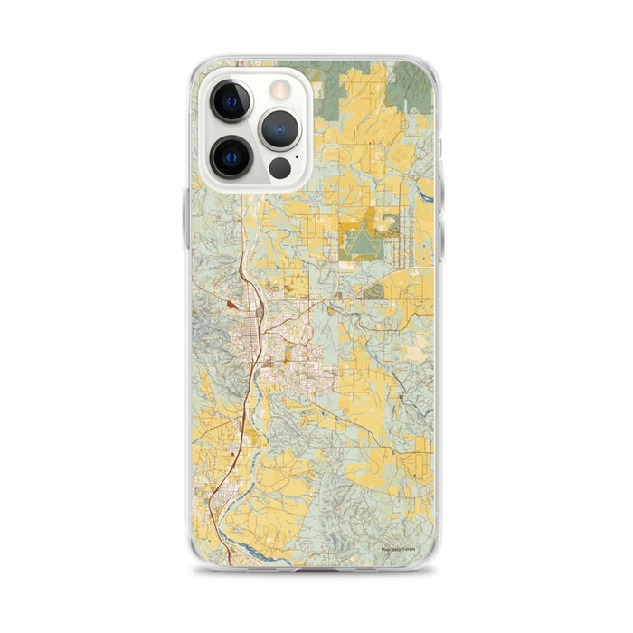 Custom iPhone 12 Pro Max Paso Robles California Map Phone Case in Woodblock
