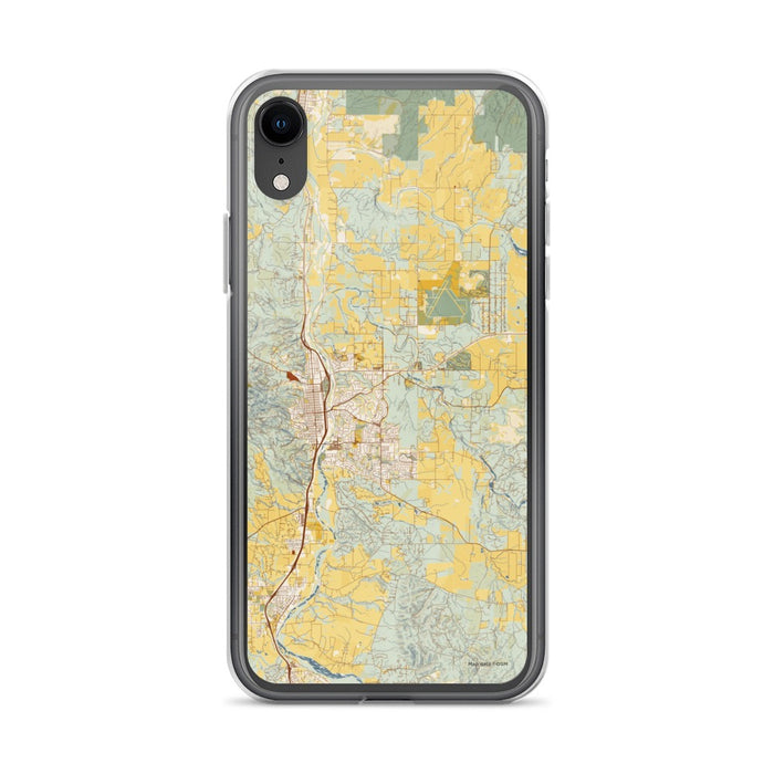 Custom iPhone XR Paso Robles California Map Phone Case in Woodblock