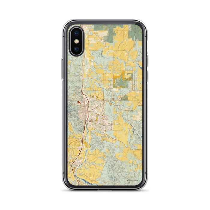 Custom iPhone X/XS Paso Robles California Map Phone Case in Woodblock
