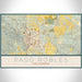 Paso Robles California Map Print Landscape Orientation in Woodblock Style With Shaded Background