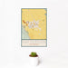 12x18 Patterson California Map Print Portrait Orientation in Woodblock Style With Small Cactus Plant in White Planter