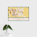 16x24 Patterson California Map Print Landscape Orientation in Woodblock Style With Tropical Plant Leaves in Water