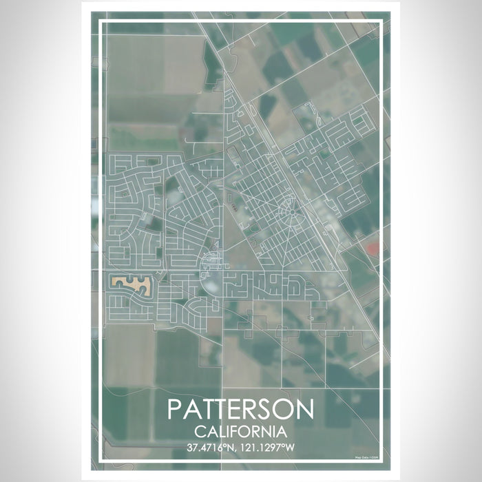 Patterson California Map Print Portrait Orientation in Afternoon Style With Shaded Background