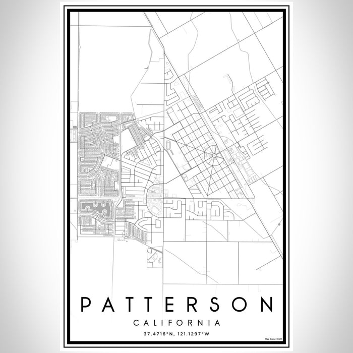 Patterson California Map Print Portrait Orientation in Classic Style With Shaded Background