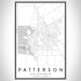 Patterson California Map Print Portrait Orientation in Classic Style With Shaded Background