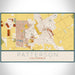 Patterson California Map Print Landscape Orientation in Woodblock Style With Shaded Background