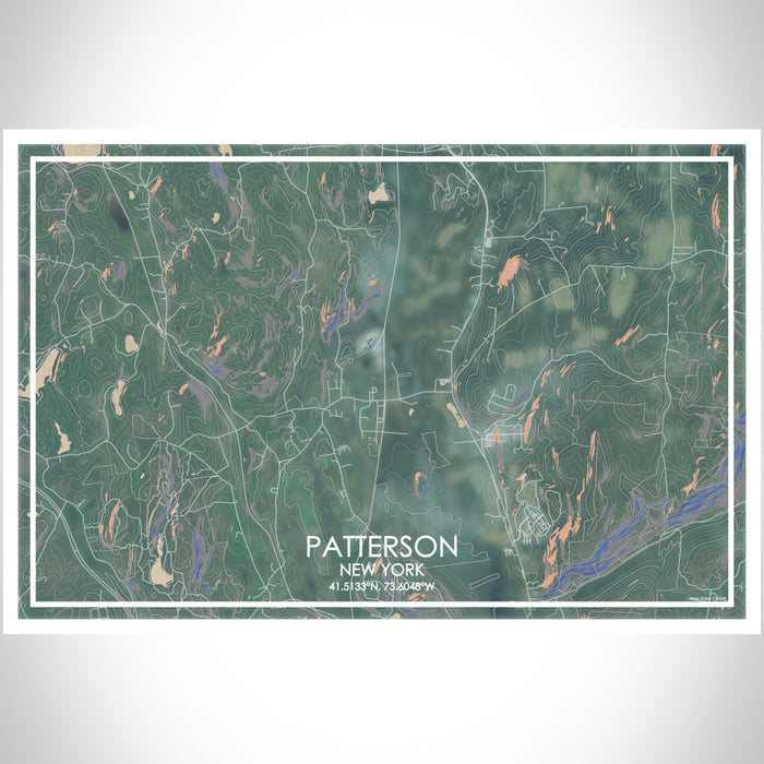 Patterson New York Map Print Landscape Orientation in Afternoon Style With Shaded Background