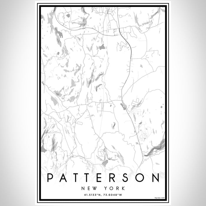 Patterson New York Map Print Portrait Orientation in Classic Style With Shaded Background