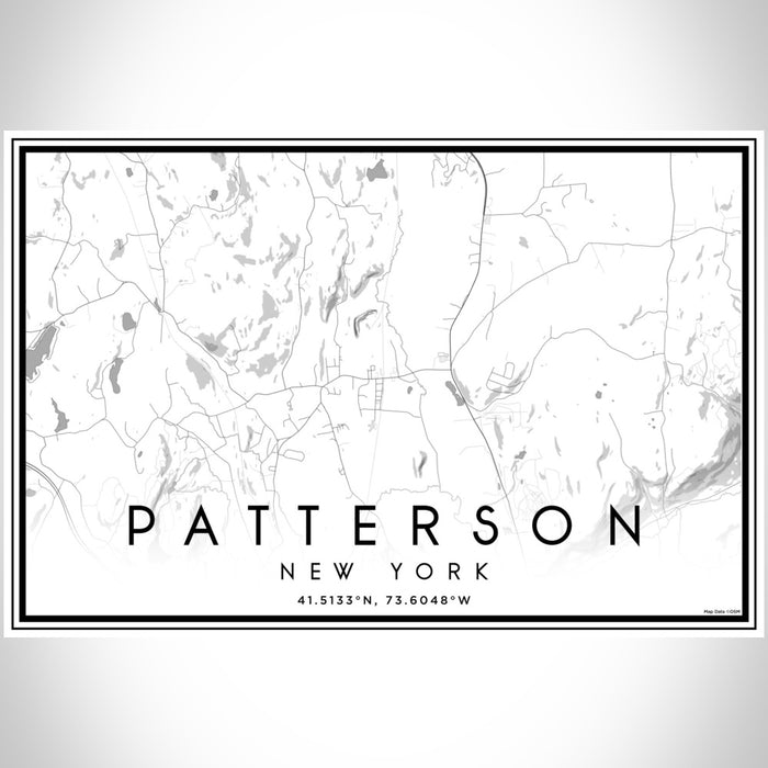 Patterson New York Map Print Landscape Orientation in Classic Style With Shaded Background