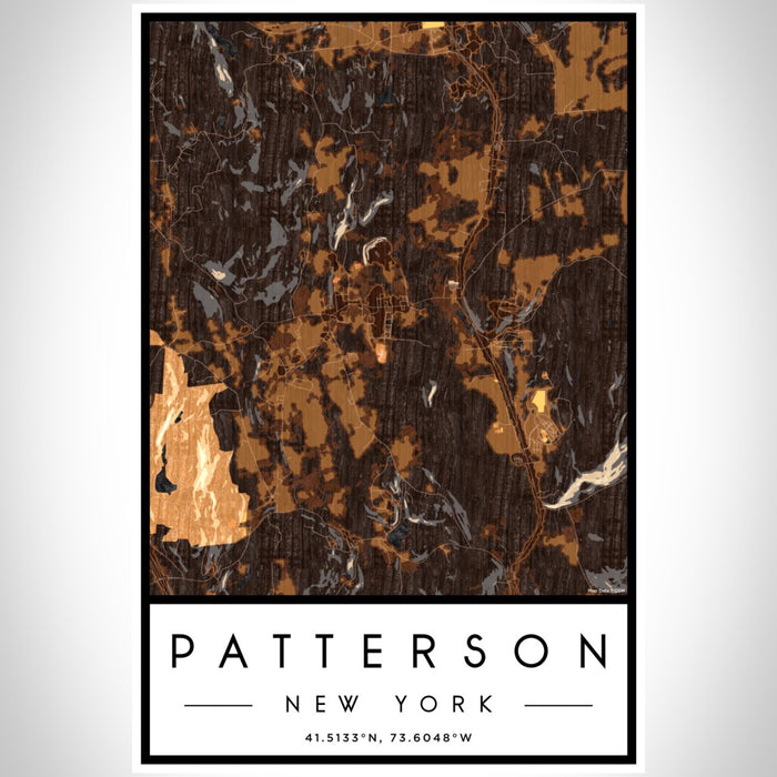 Patterson New York Map Print Portrait Orientation in Ember Style With Shaded Background