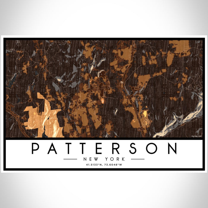 Patterson New York Map Print Landscape Orientation in Ember Style With Shaded Background