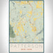 Patterson New York Map Print Portrait Orientation in Woodblock Style With Shaded Background
