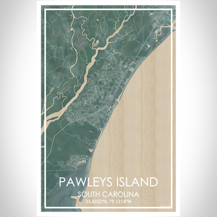 Pawleys Island South Carolina Map Print Portrait Orientation in Afternoon Style With Shaded Background