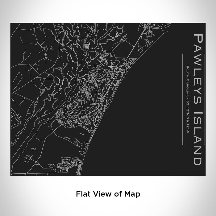 Rendered View of Pawleys Island South Carolina Map Engraving on 20oz Stainless Steel Insulated Bottle with Bamboo Top in Black