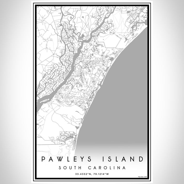 Pawleys Island South Carolina Map Print Portrait Orientation in Classic Style With Shaded Background