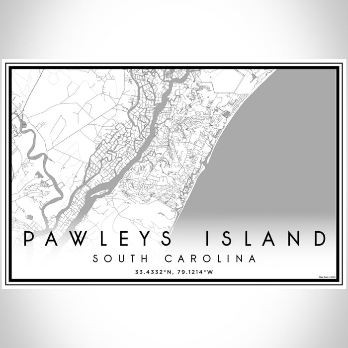 Pawleys Island South Carolina Map Print Landscape Orientation in Classic Style With Shaded Background