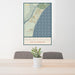 24x36 Pawleys Island South Carolina Map Print Portrait Orientation in Woodblock Style Behind 2 Chairs Table and Potted Plant