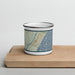 Front View Custom Pawleys Island South Carolina Map Enamel Mug in Woodblock on Cutting Board