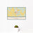 12x18 Pawnee City Nebraska Map Print Landscape Orientation in Woodblock Style With Small Cactus Plant in White Planter