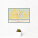 12x18 Pawnee City Nebraska Map Print Landscape Orientation in Woodblock Style With Small Cactus Plant in White Planter