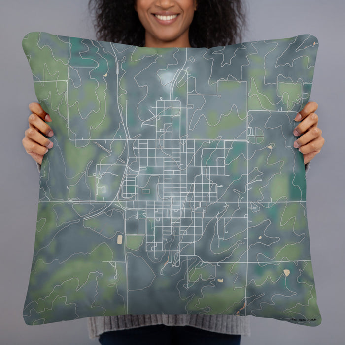 Person holding 22x22 Custom Pawnee City Nebraska Map Throw Pillow in Afternoon