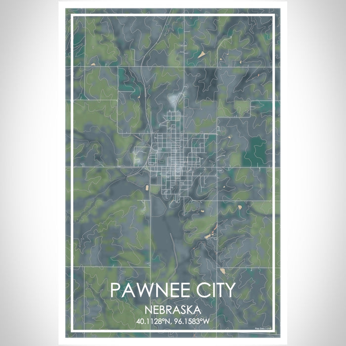 Pawnee City Nebraska Map Print Portrait Orientation in Afternoon Style With Shaded Background