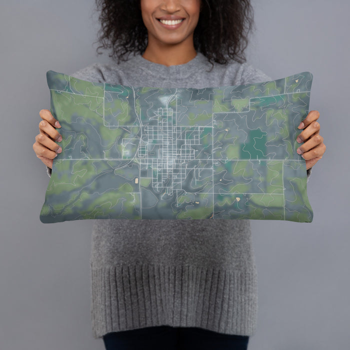 Person holding 20x12 Custom Pawnee City Nebraska Map Throw Pillow in Afternoon