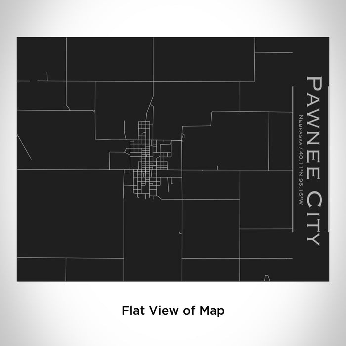 Rendered View of Pawnee City Nebraska Map Engraving on 20oz Stainless Steel Insulated Bottle with Bamboo Top in Black