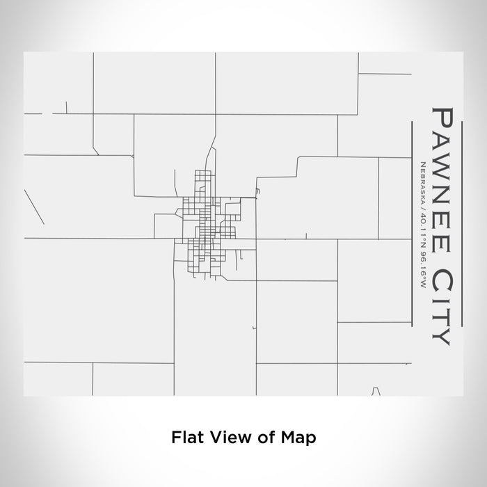 Rendered View of Pawnee City Nebraska Map Engraving on 20oz Stainless Steel Insulated Bottle with Bamboo Top in White