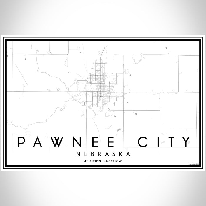 Pawnee City Nebraska Map Print Landscape Orientation in Classic Style With Shaded Background